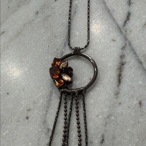Elegant Gold and Brown Pendant Necklace